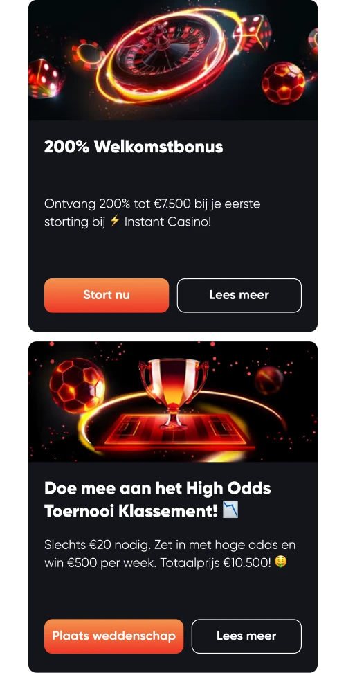 Instant Casino Bonussen en promoties